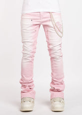 GUAPI Terciopelo Rosa Carpintero Apilado Denim Terciopelo-Rosa